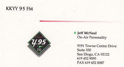 Jeff McNeal's KKYY Business Card