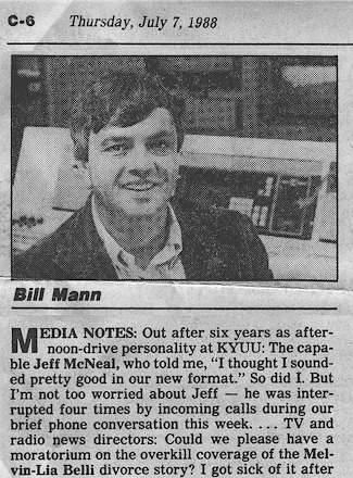 Radio columnist Bill Mann delivers my KYUU obituary